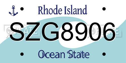 SZG8906 Rhode Island License Plate