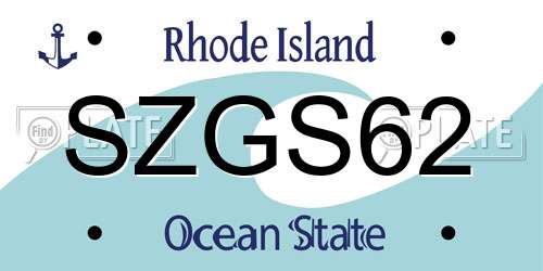 SZGS62 Rhode Island License Plate