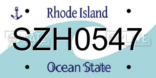 SZH0547 Rhode Island License Plate