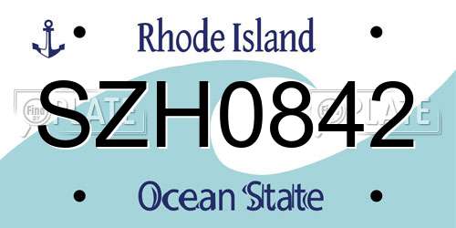 SZH0842 Rhode Island License Plate