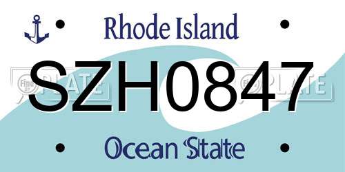 SZH0847 Rhode Island License Plate