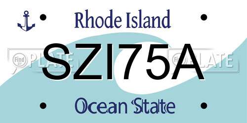 SZI75A Rhode Island License Plate