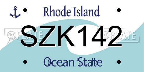 SZK142 Rhode Island License Plate