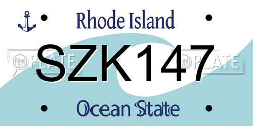SZK147 Rhode Island License Plate