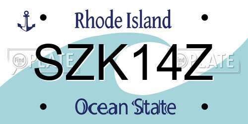 SZK14Z Rhode Island License Plate