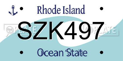 SZK497 Rhode Island License Plate