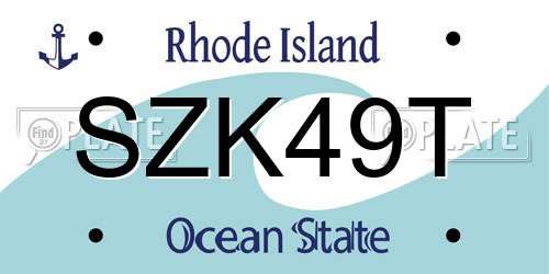 SZK49T Rhode Island License Plate