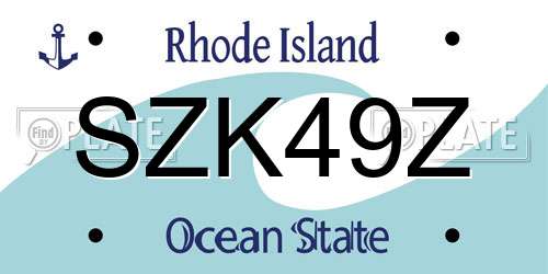 SZK49Z Rhode Island License Plate