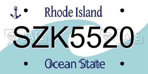 SZK5520 Rhode Island License Plate