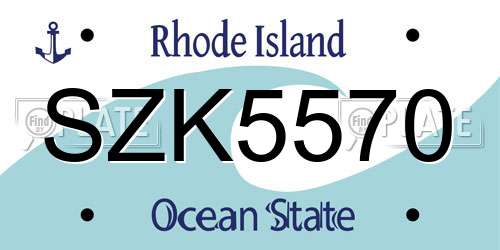SZK5570 Rhode Island License Plate