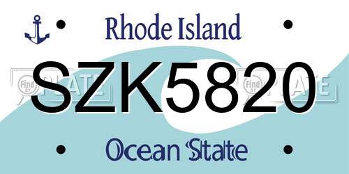 SZK5820 Rhode Island License Plate