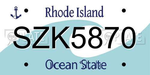 SZK5870 Rhode Island License Plate