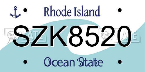 SZK8520 Rhode Island License Plate