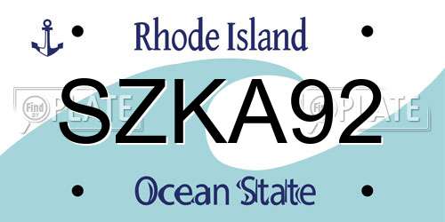 SZKA92 Rhode Island License Plate