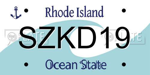 SZKD19 Rhode Island License Plate