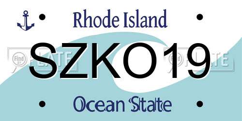 SZKO19 Rhode Island License Plate