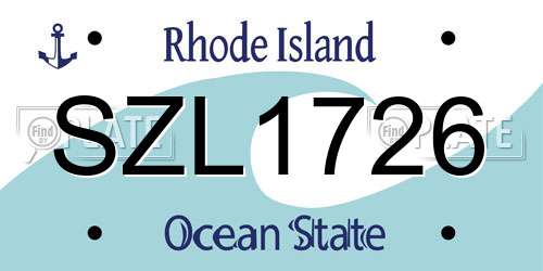 SZL1726 Rhode Island License Plate