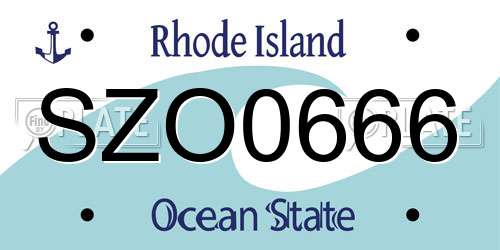 SZO0666 Rhode Island License Plate