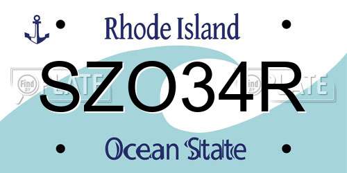 SZO34R Rhode Island License Plate