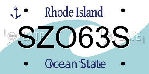 SZO63S Rhode Island License Plate