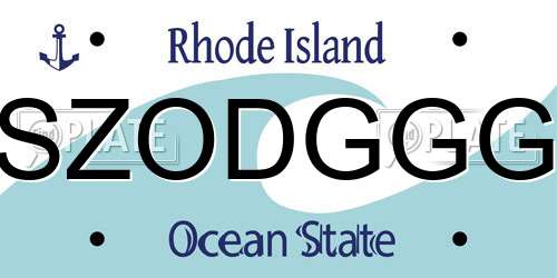 SZODGGG Rhode Island License Plate
