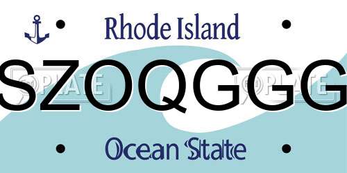 SZOQGGG Rhode Island License Plate
