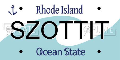 SZOTTIT Rhode Island License Plate