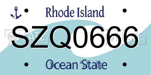 SZQ0666 Rhode Island License Plate