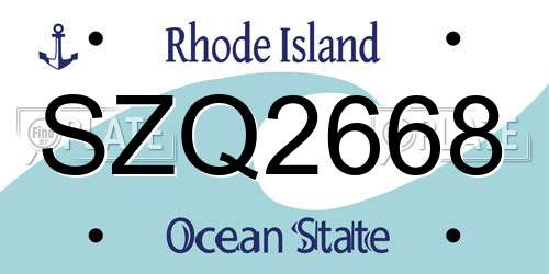 SZQ2668 Rhode Island License Plate