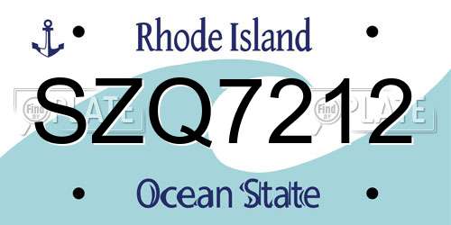 SZQ7212 Rhode Island License Plate