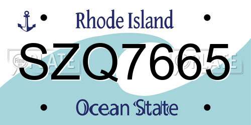 SZQ7665 Rhode Island License Plate
