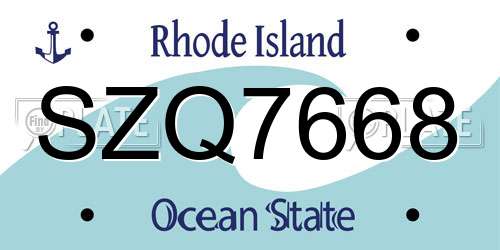 SZQ7668 Rhode Island License Plate