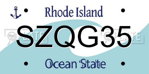 SZQG35 Rhode Island License Plate