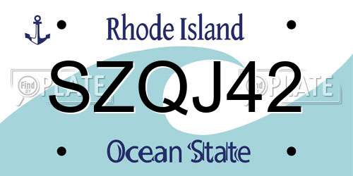 SZQJ42 Rhode Island License Plate