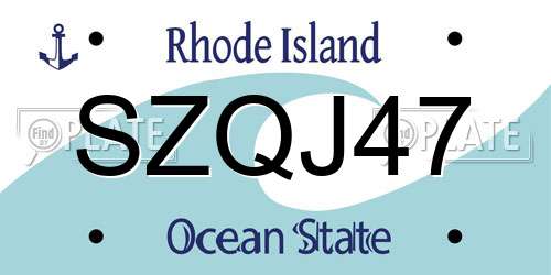 SZQJ47 Rhode Island License Plate
