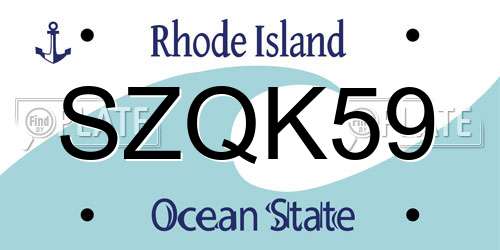 SZQK59 Rhode Island License Plate