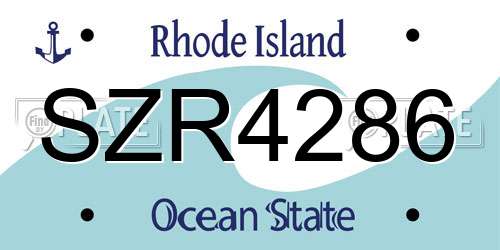 SZR4286 Rhode Island License Plate