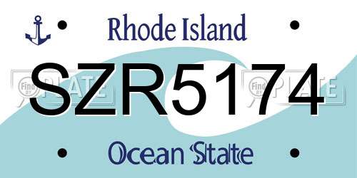 SZR5174 Rhode Island License Plate