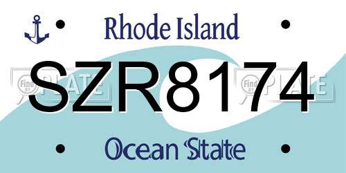 SZR8174 Rhode Island License Plate