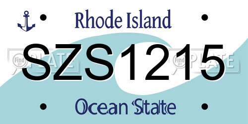 SZS1215 Rhode Island License Plate