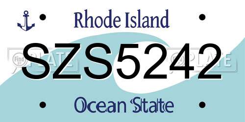 SZS5242 Rhode Island License Plate