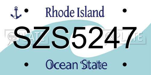 SZS5247 Rhode Island License Plate