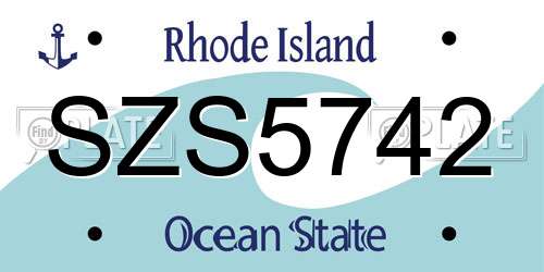 SZS5742 Rhode Island License Plate