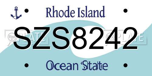 SZS8242 Rhode Island License Plate