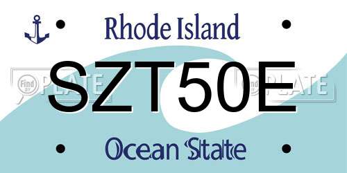 SZT50E Rhode Island License Plate