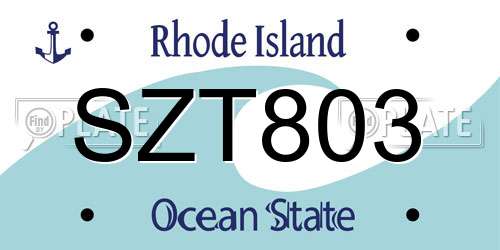 SZT803 Rhode Island License Plate