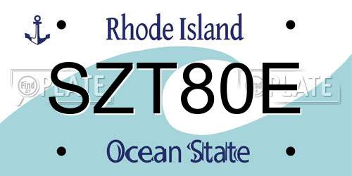 SZT80E Rhode Island License Plate