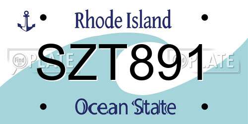 SZT891 Rhode Island License Plate
