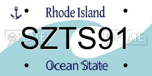 SZTS91 Rhode Island License Plate