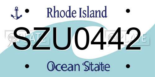 SZU0442 Rhode Island License Plate